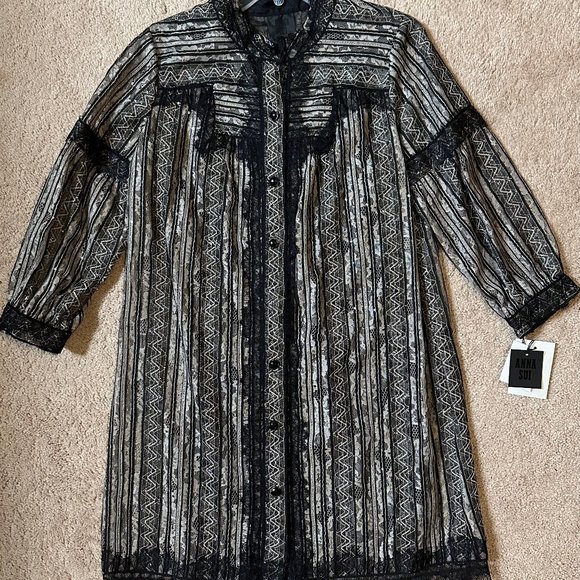 Anna Sui Women's Sequin and Lace Embroidered Dress size Small NEW